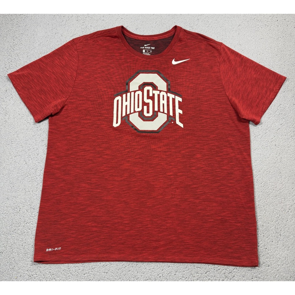 Nike Ohio State Buckeyes Shirt Mens 2XL Red NCAA Football Dri Fit The Nike Tee